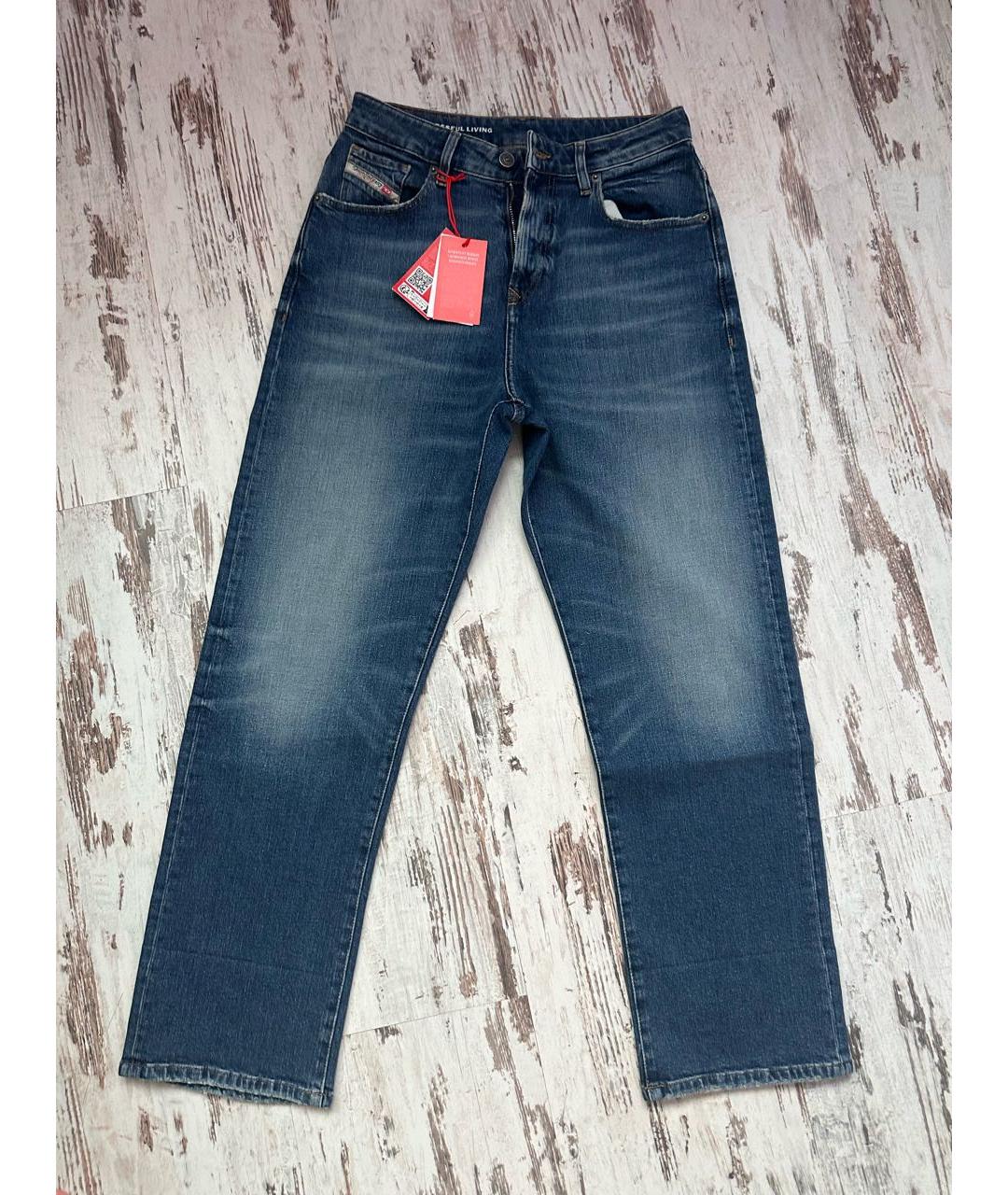 DIESEL Темно-синие хлопко-эластановые прямые джинсы, фото 6