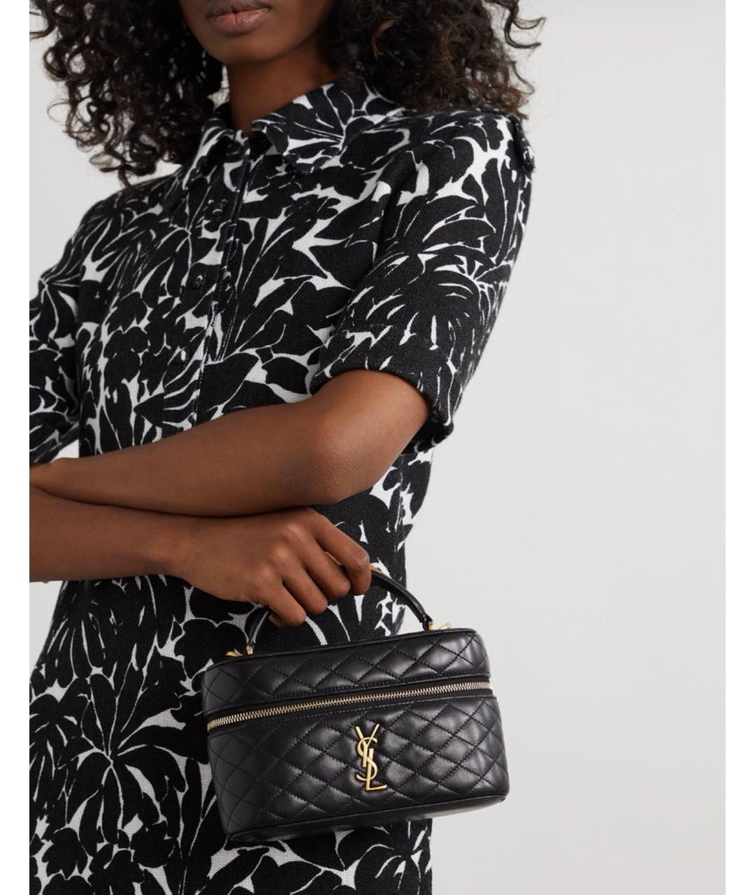 SAINT LAURENT Черная кожаная сумка через плечо, фото 3