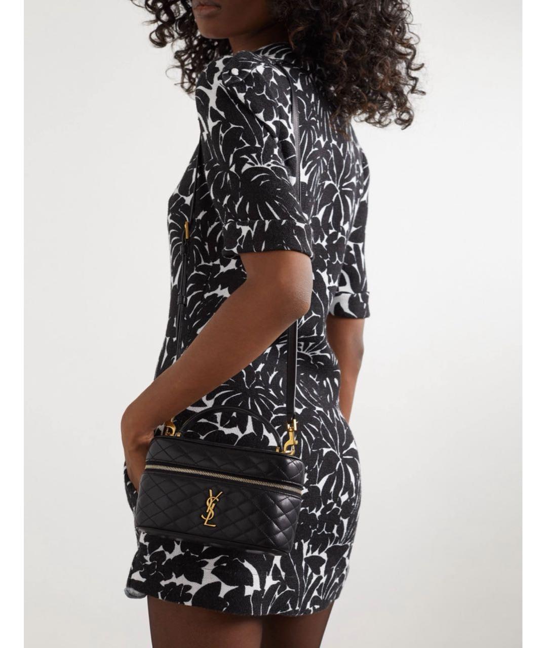 SAINT LAURENT Черная кожаная сумка через плечо, фото 2