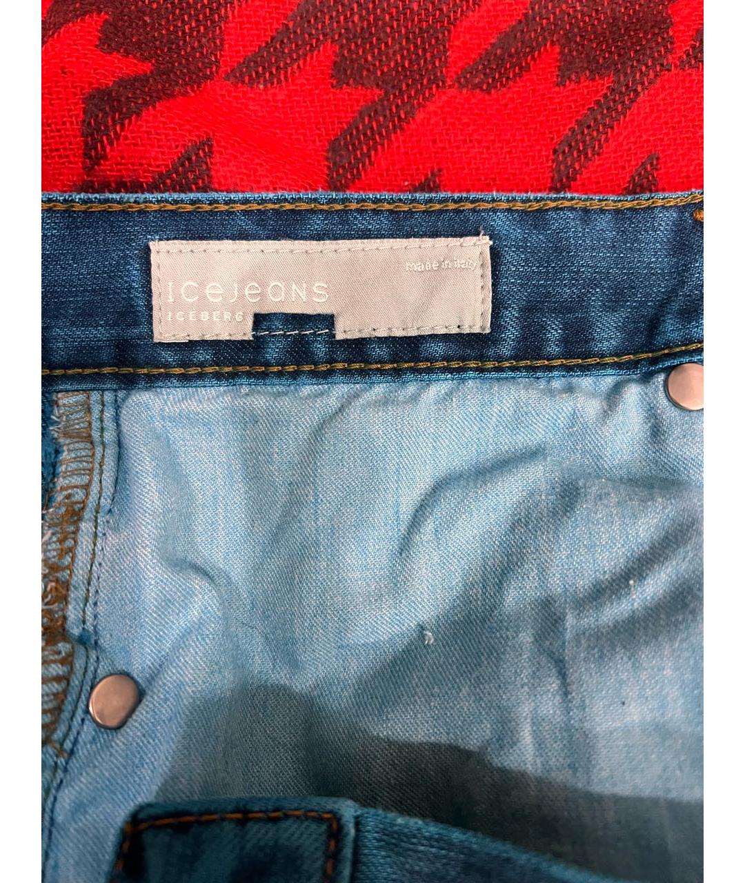ICEBERG Бирюзовые хлопковые джинсы клеш, фото 3