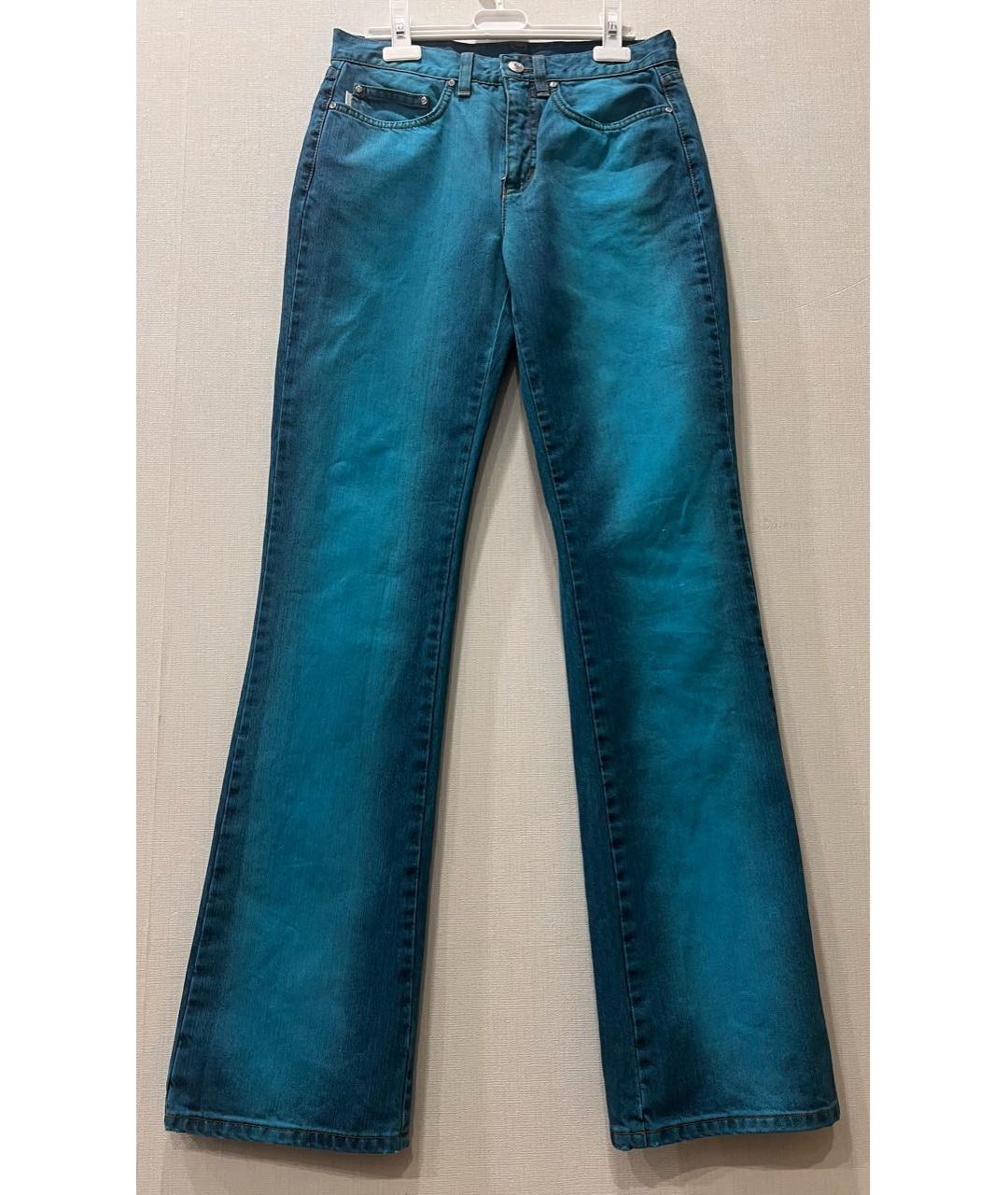 ICEBERG Бирюзовые хлопковые джинсы клеш, фото 9