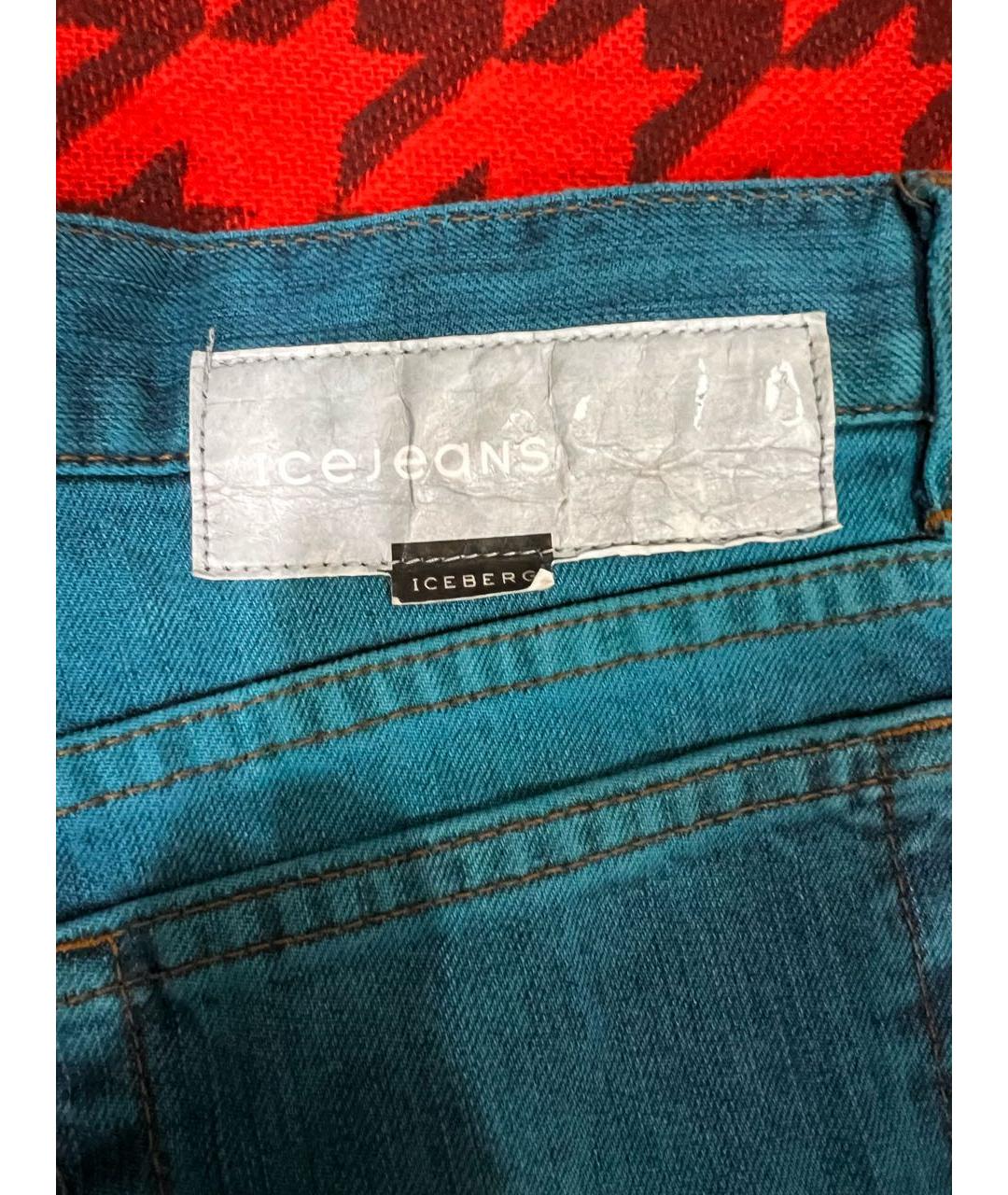 ICEBERG Бирюзовые хлопковые джинсы клеш, фото 8