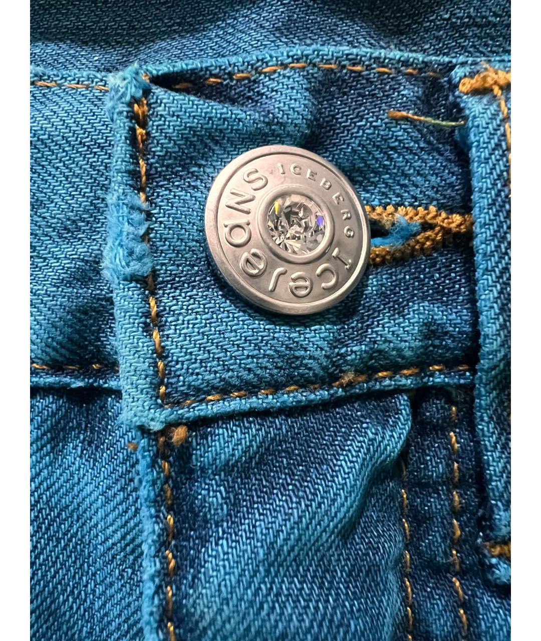 ICEBERG Бирюзовые хлопковые джинсы клеш, фото 4