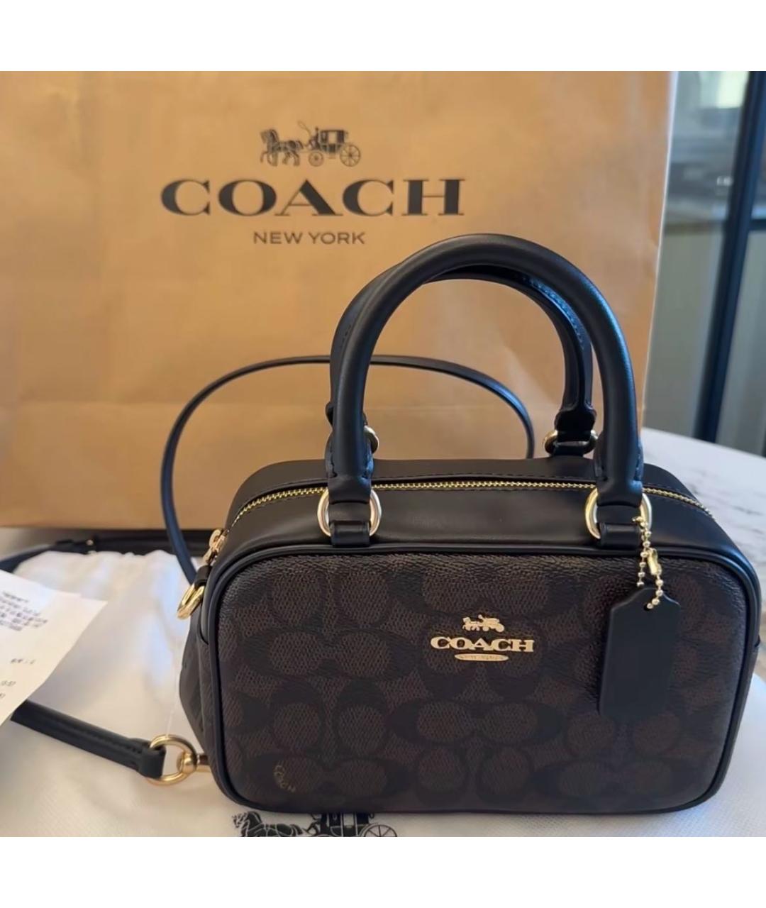 COACH Коричневая сумка с короткими ручками, фото 5