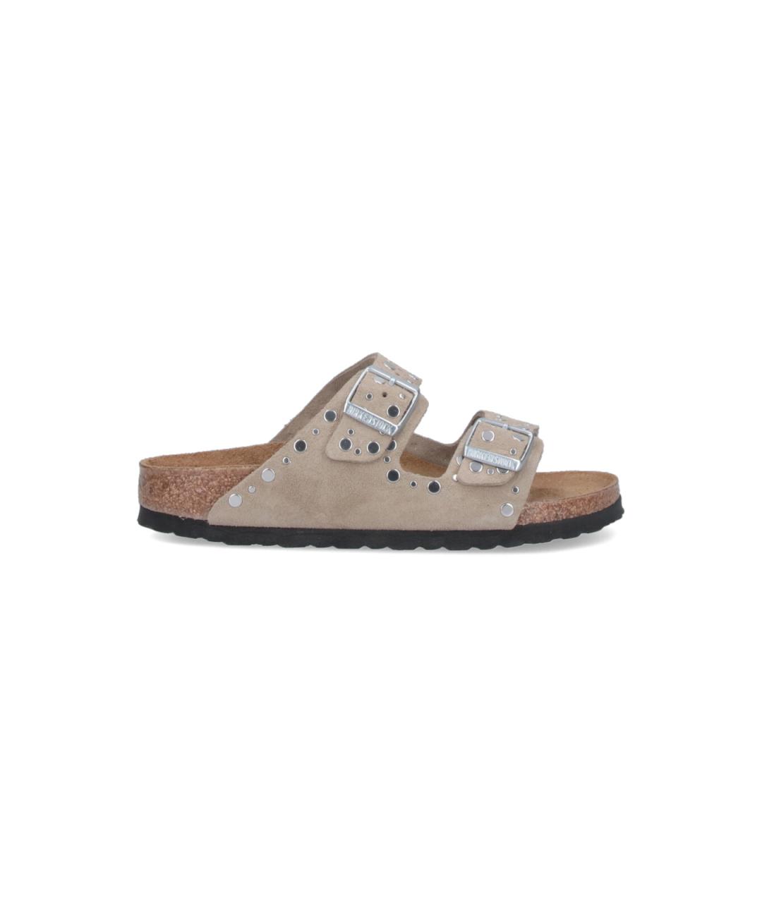BIRKENSTOCK Бежевые замшевые сандалии, фото 6