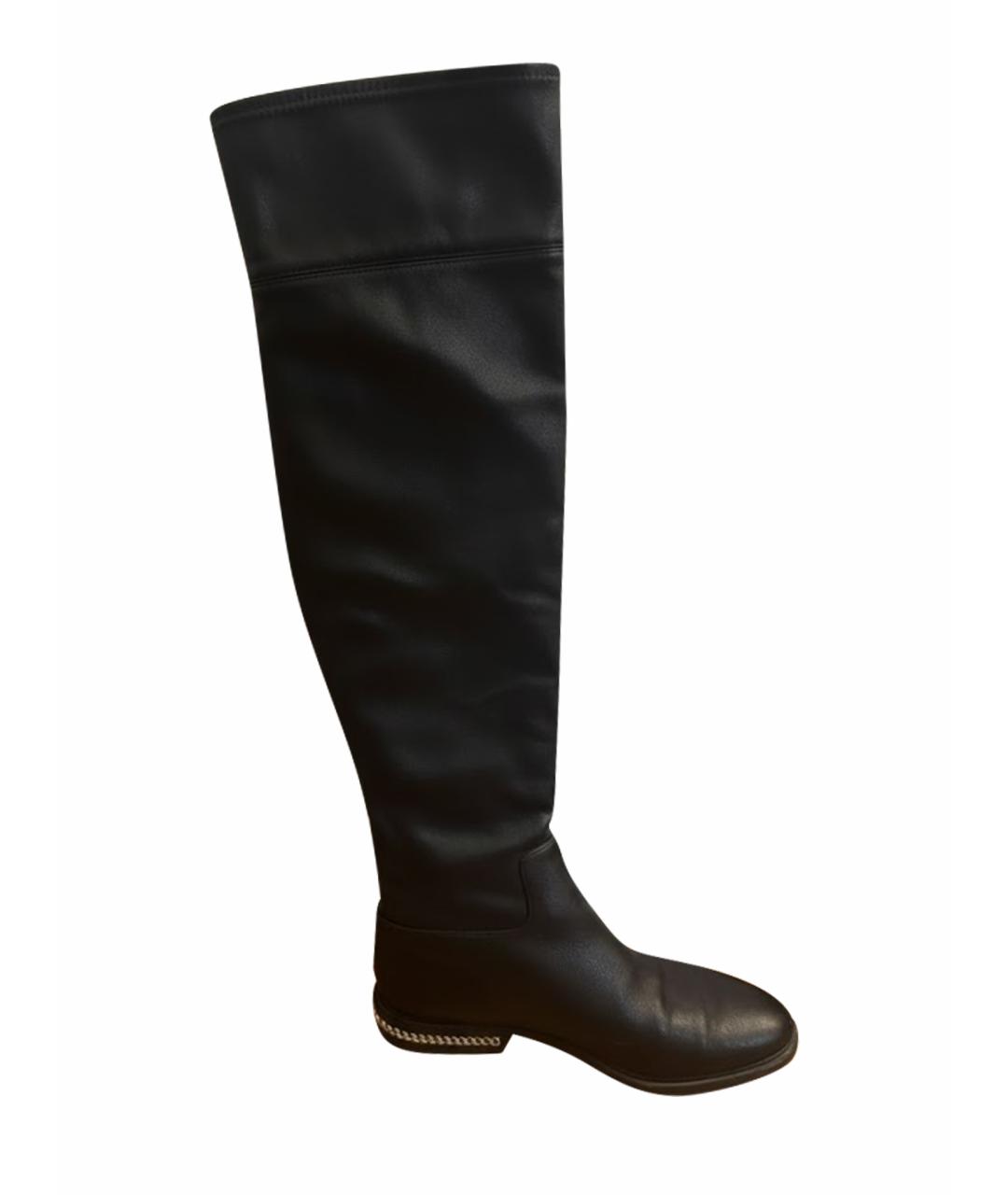 MICHAEL KORS Черные кожаные ботфорты, фото 1