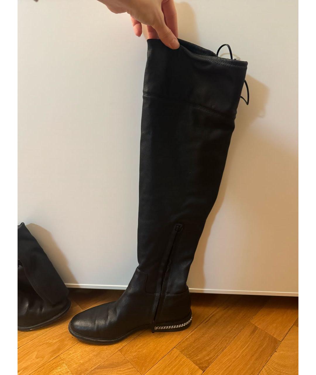 MICHAEL KORS Черные кожаные ботфорты, фото 9