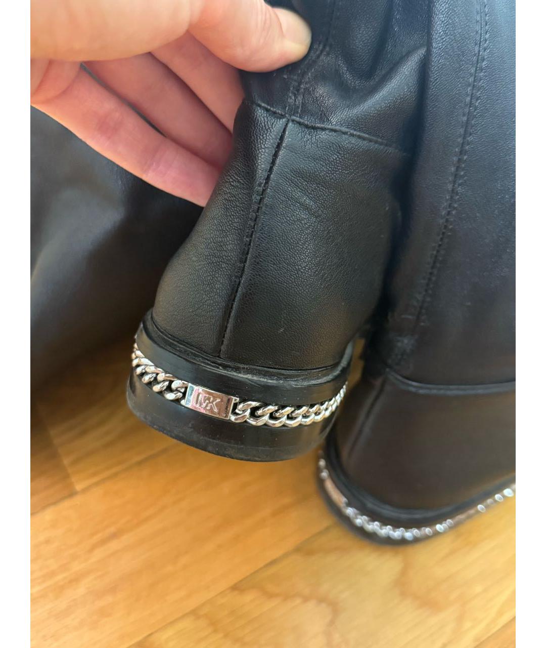 MICHAEL KORS Черные кожаные ботфорты, фото 3