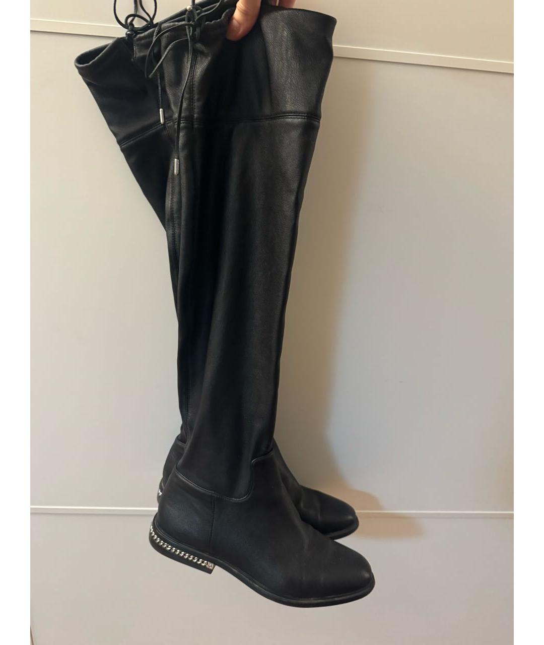 MICHAEL KORS Черные кожаные ботфорты, фото 5