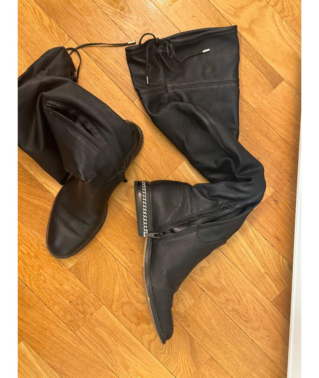 MICHAEL KORS Черные кожаные ботфорты, фото 6