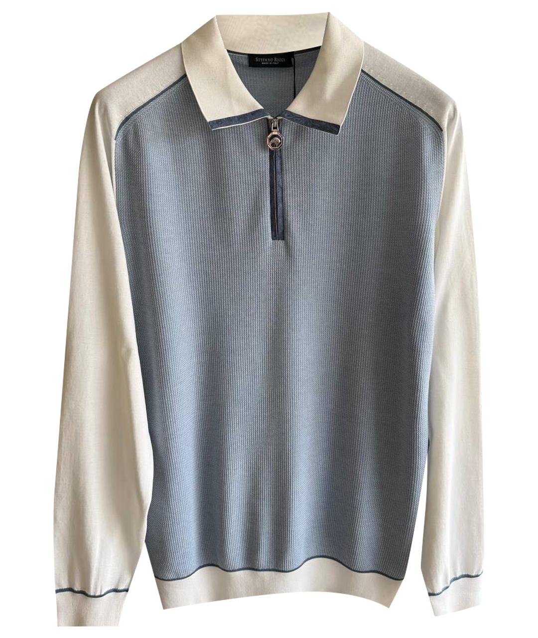 STEFANO RICCI Голубое поло с длинным рукавом, фото 1