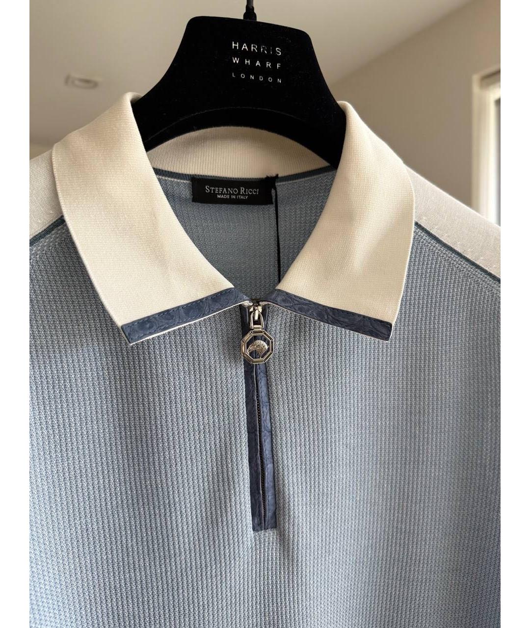 STEFANO RICCI Голубое поло с длинным рукавом, фото 3