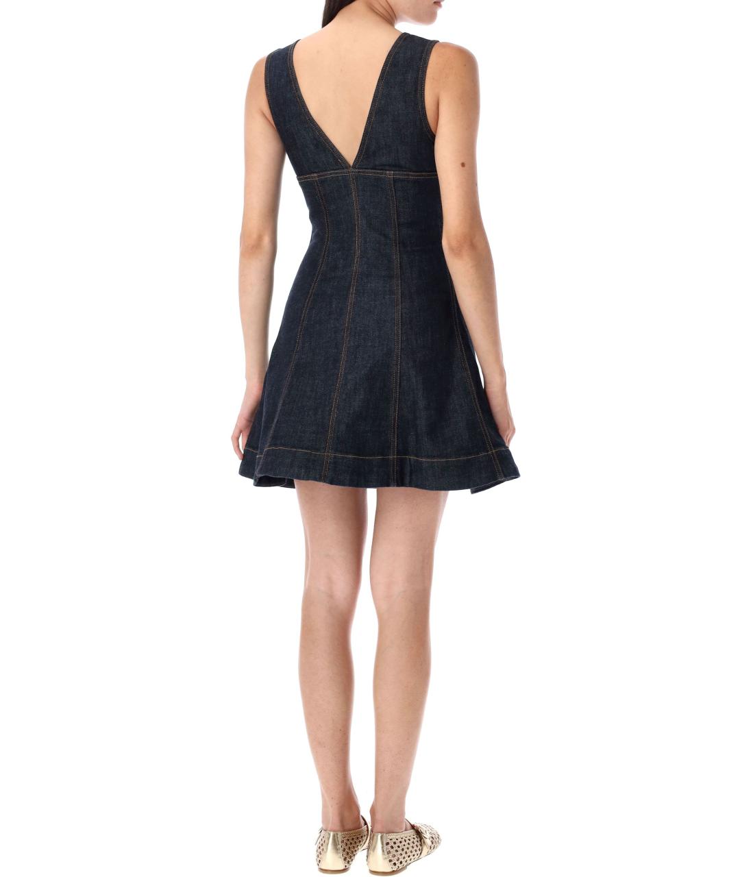 SELF-PORTRAIT Темно-синее хлопковое коктейльное платье, фото 3
