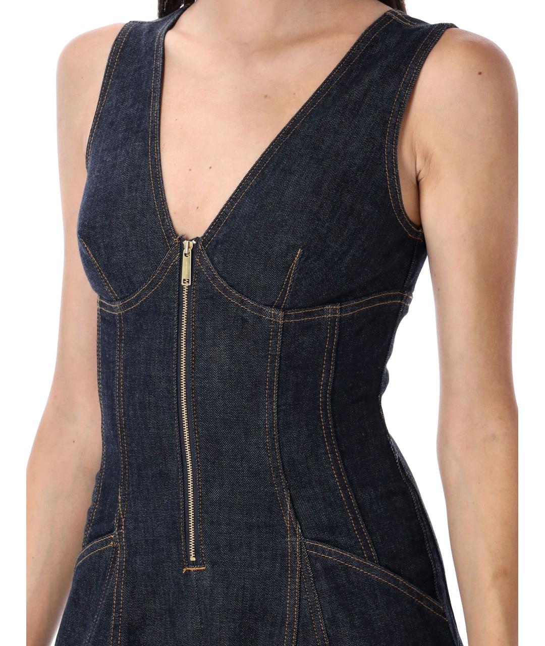 SELF-PORTRAIT Темно-синее хлопковое коктейльное платье, фото 4