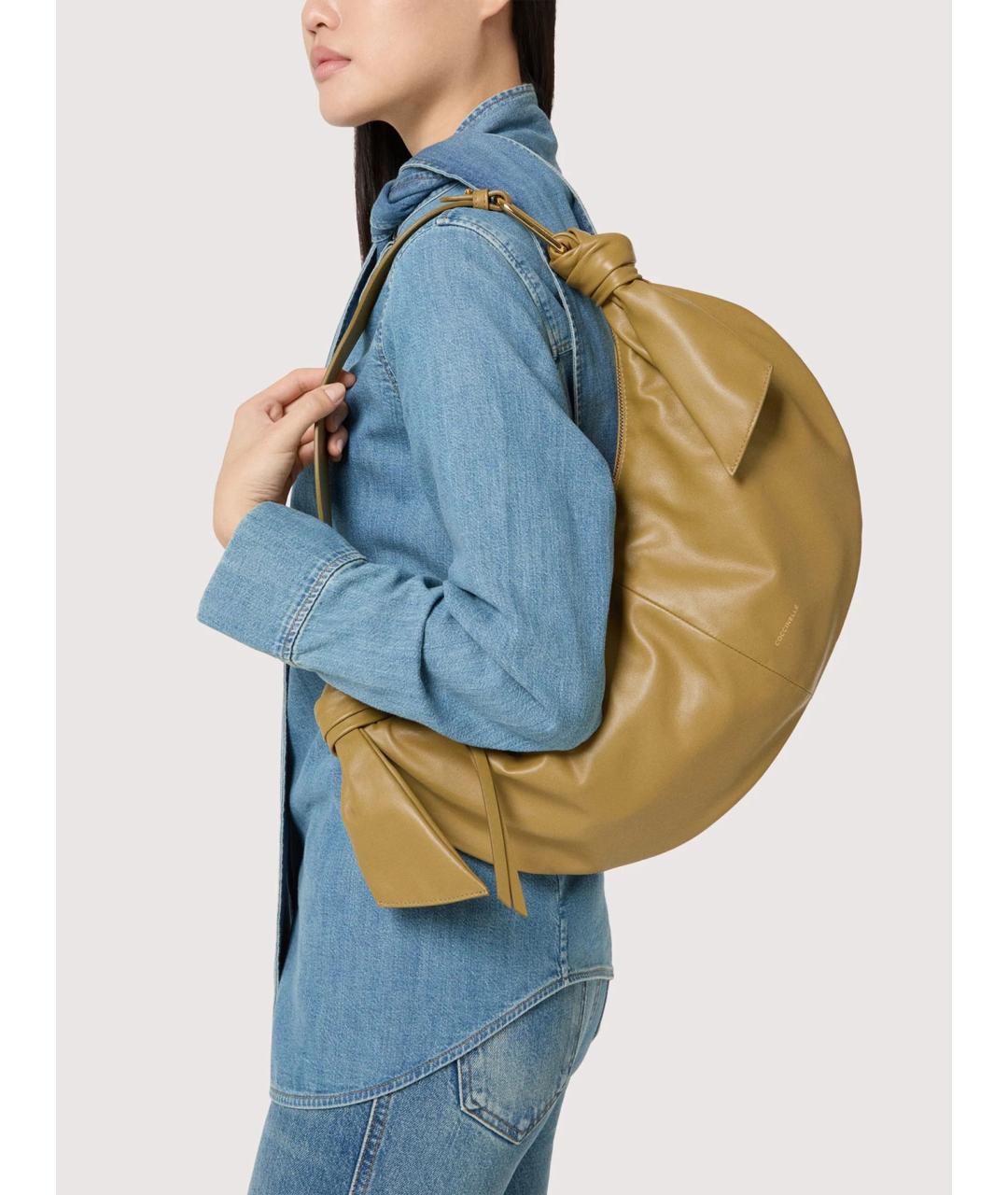 COCCINELLE Зеленая кожаная сумка через плечо, фото 2