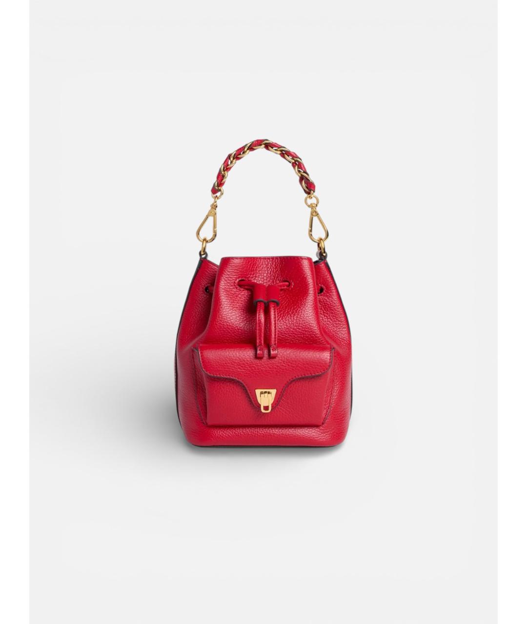 COCCINELLE Красная кожаная сумка с короткими ручками, фото 5