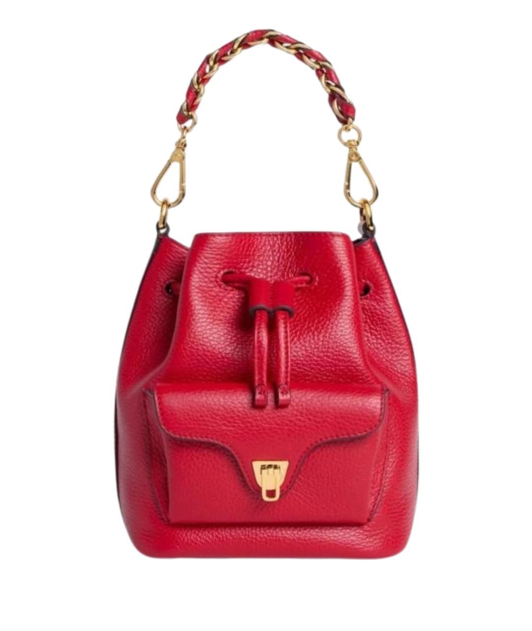COCCINELLE Красная кожаная сумка с короткими ручками, фото 1