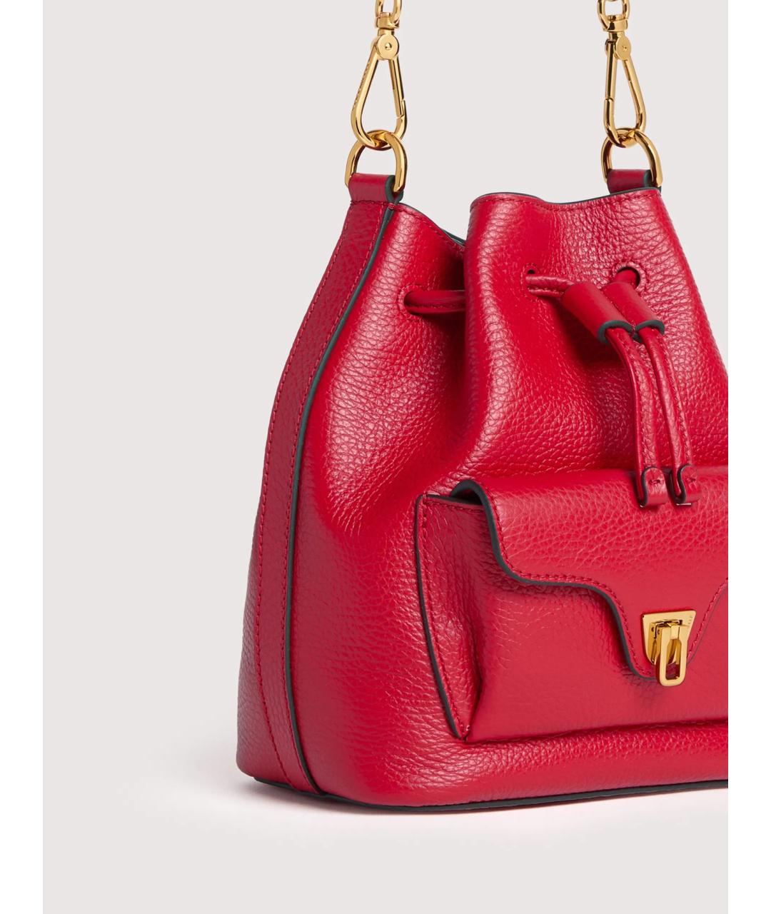 COCCINELLE Красная кожаная сумка с короткими ручками, фото 4