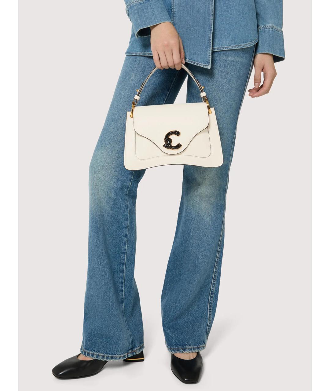 COCCINELLE Белая кожаная сумка с короткими ручками, фото 3