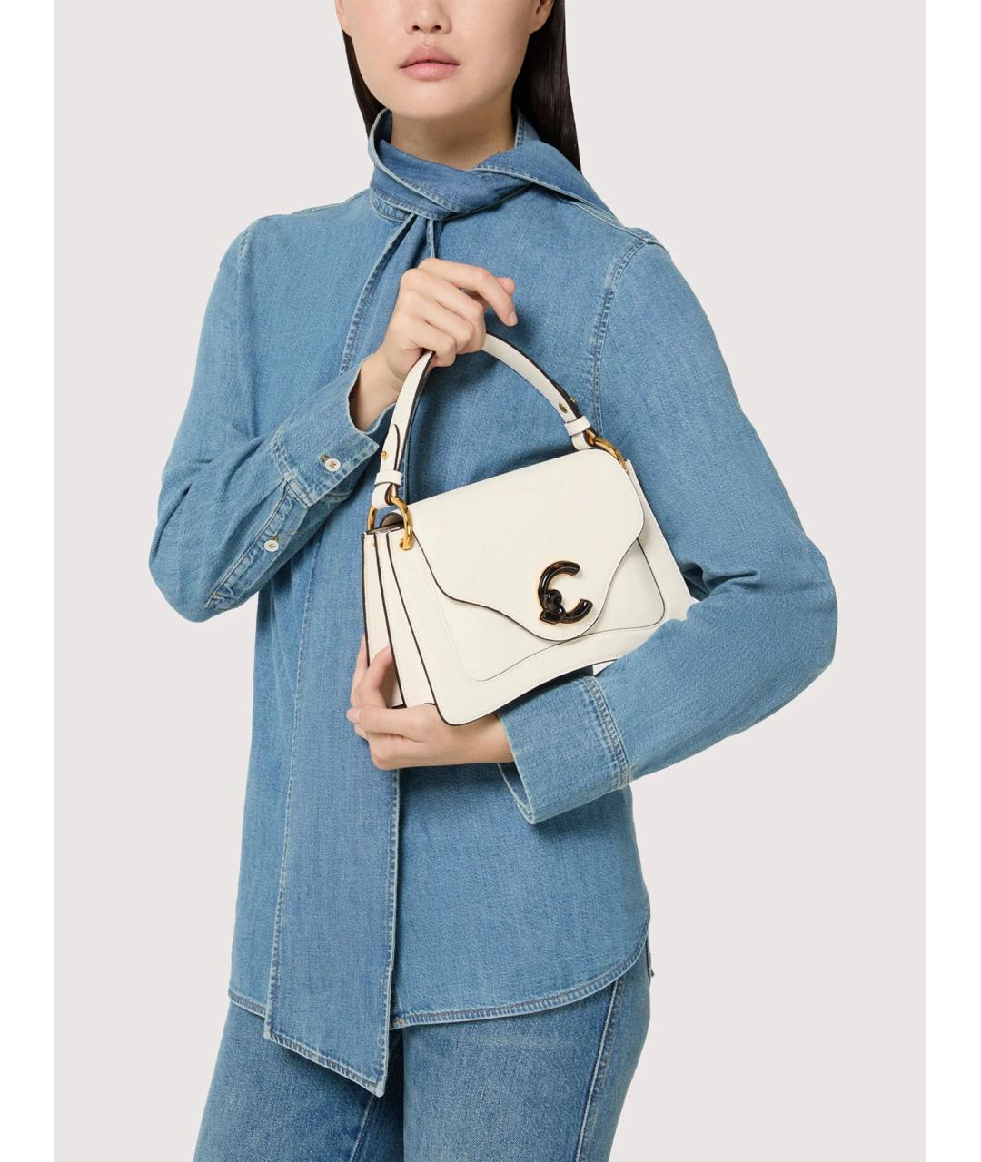 COCCINELLE Белая кожаная сумка с короткими ручками, фото 2