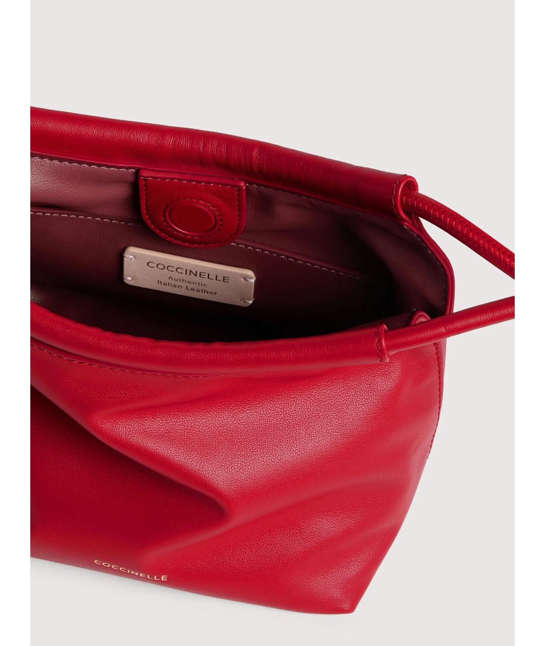 COCCINELLE Красная кожаная сумка с короткими ручками, фото 4