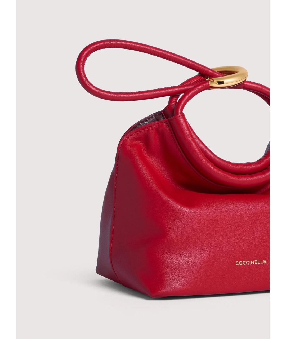 COCCINELLE Красная кожаная сумка с короткими ручками, фото 5