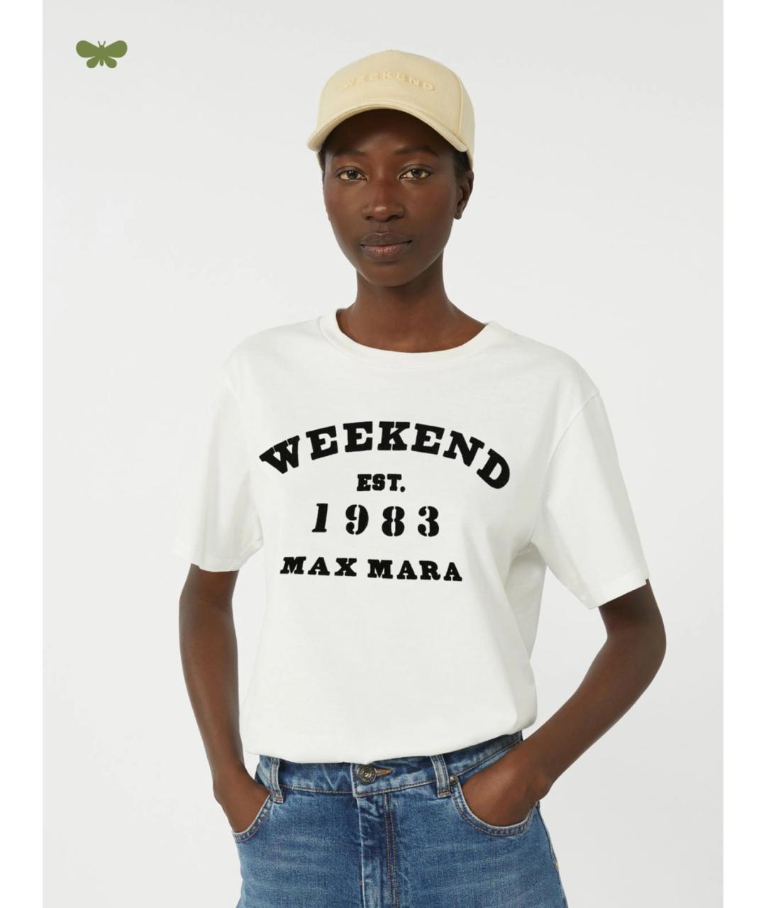 WEEKEND MAX MARA Белая хлопковая футболка, фото 5