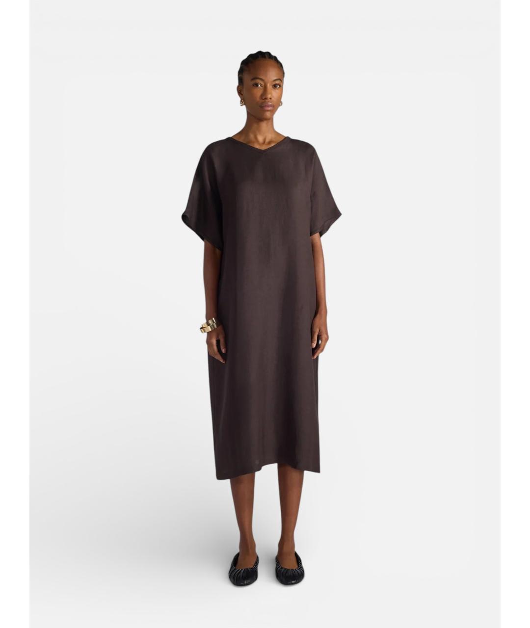 LIVIANA CONTI Коричневое вискозное повседневное платье, фото 4