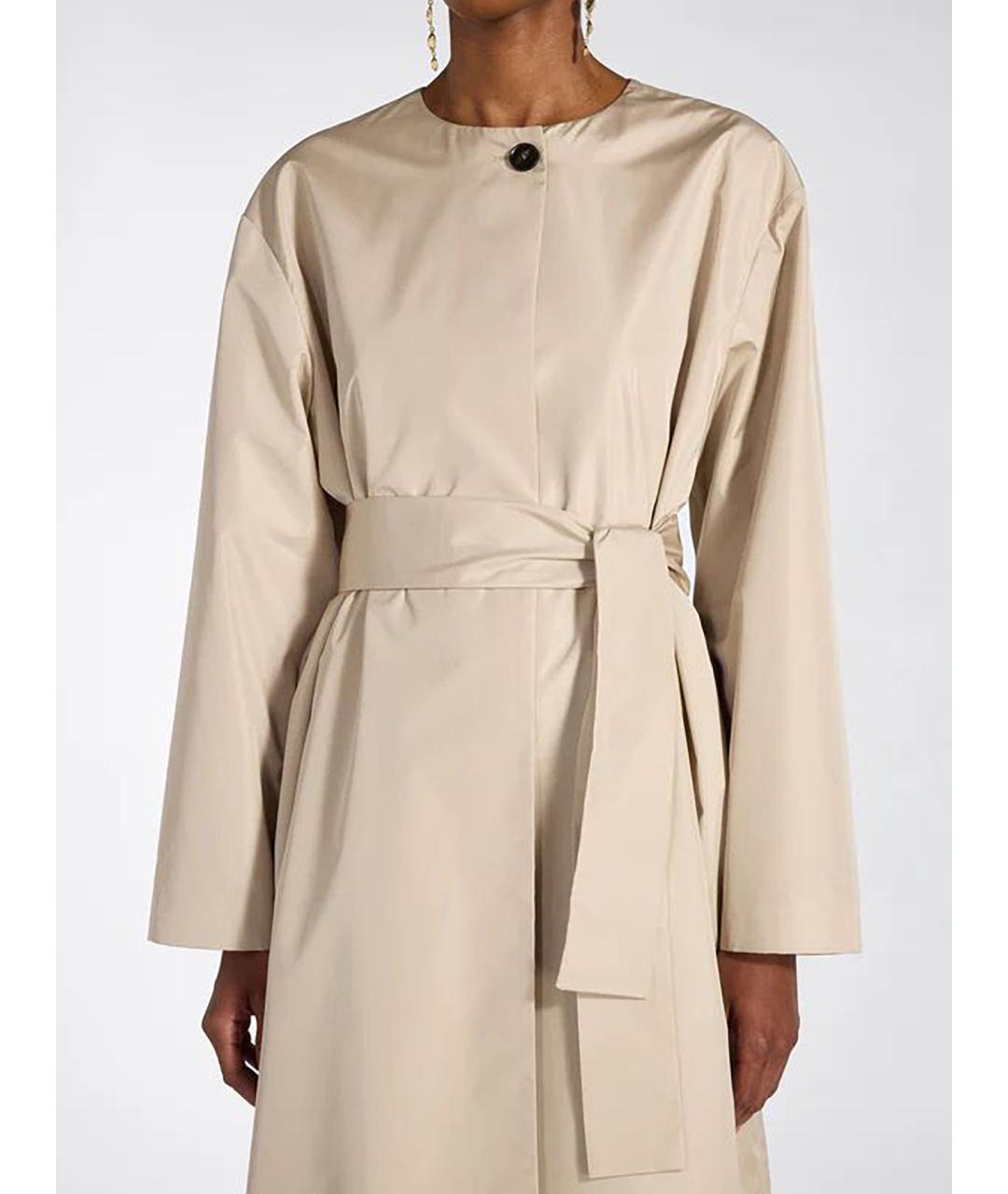 LIVIANA CONTI Бежевый полиэстеровый тренч/плащ, фото 3
