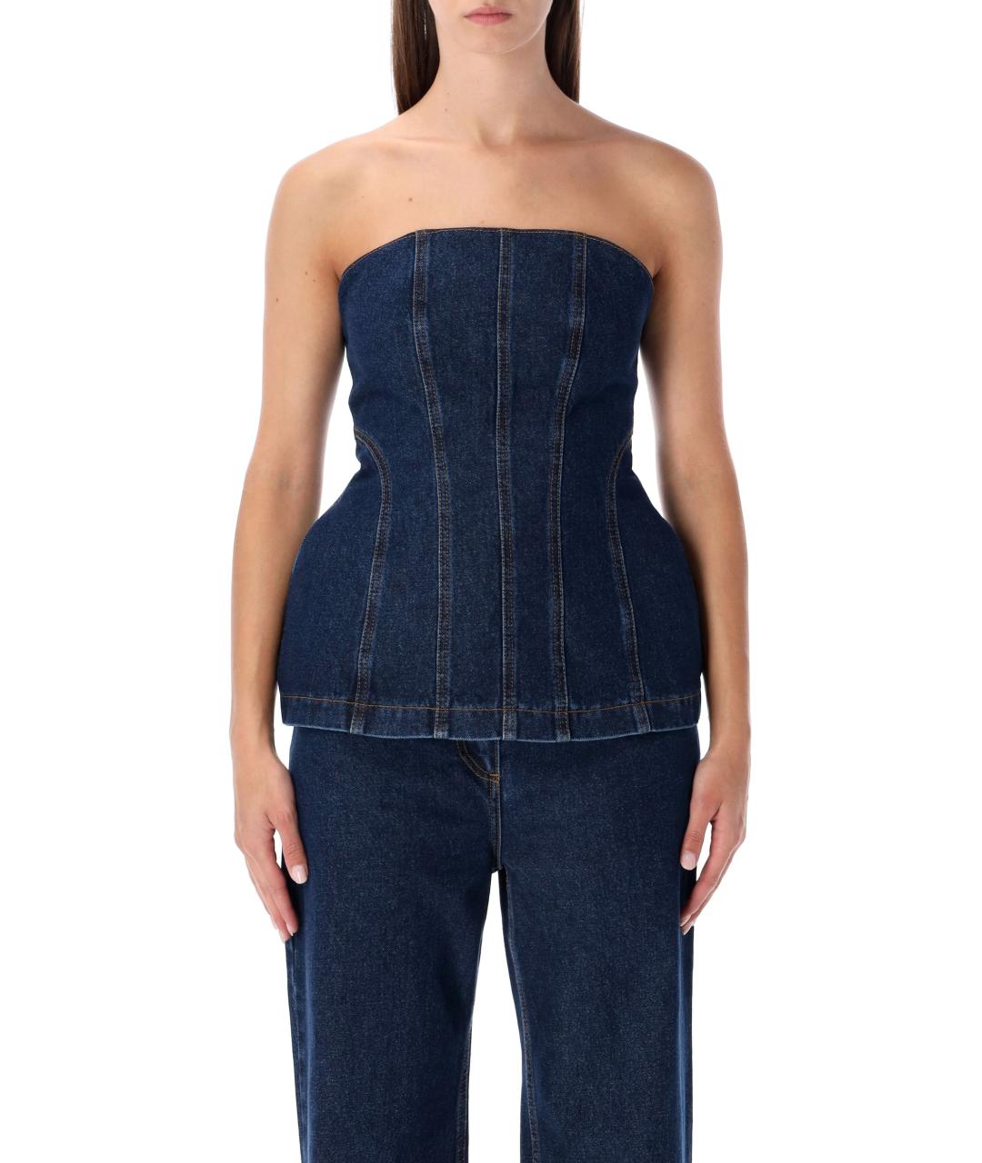 MAGDA BUTRYM Синяя хлопковая майка, фото 2