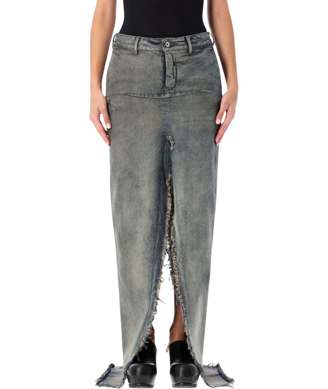 RICK OWENS Синяя деним юбка макси, фото 1