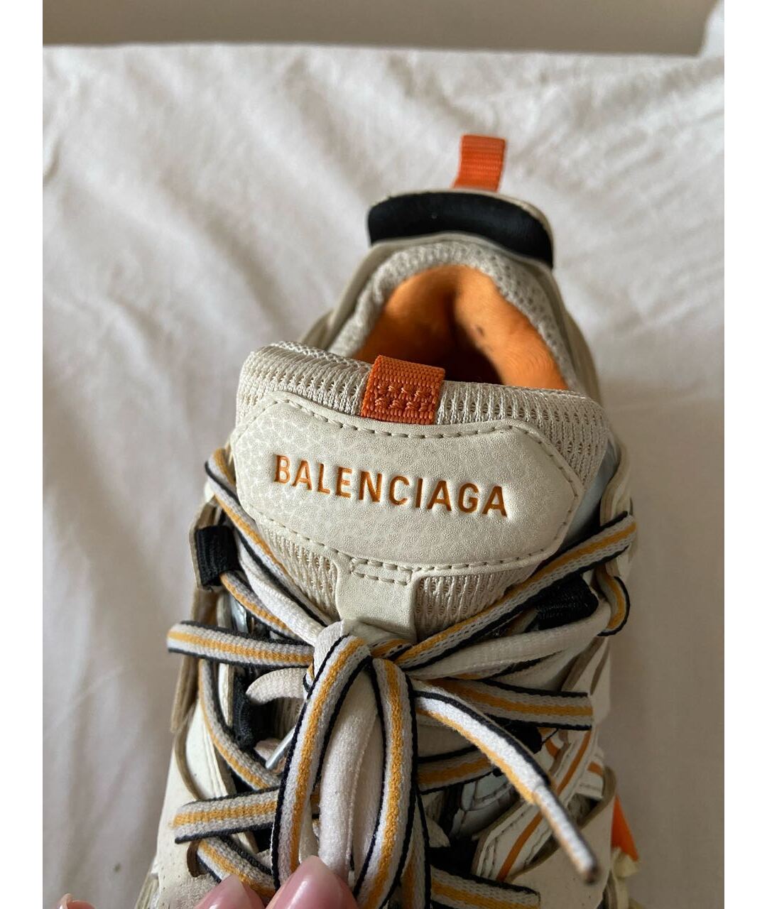 BALENCIAGA Оранжевое кожаные кроссовки, фото 7