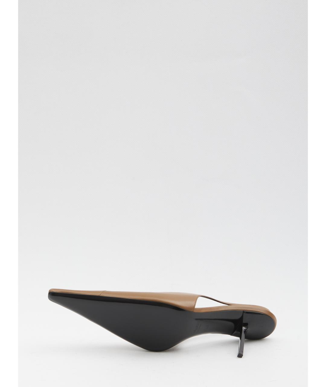 SAINT LAURENT Коричневые кожаные туфли, фото 3