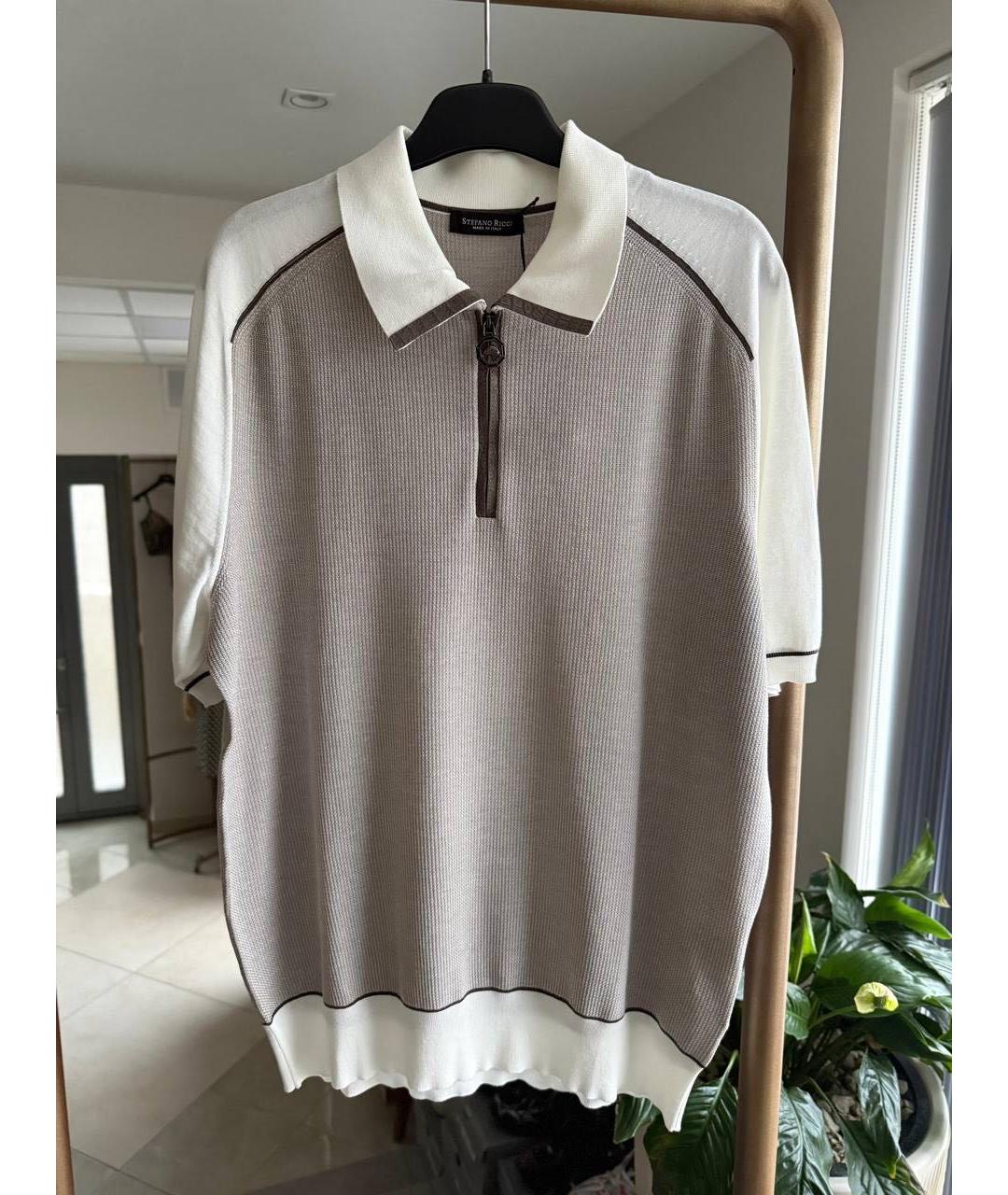 STEFANO RICCI Бежевое поло с коротким рукавом, фото 4