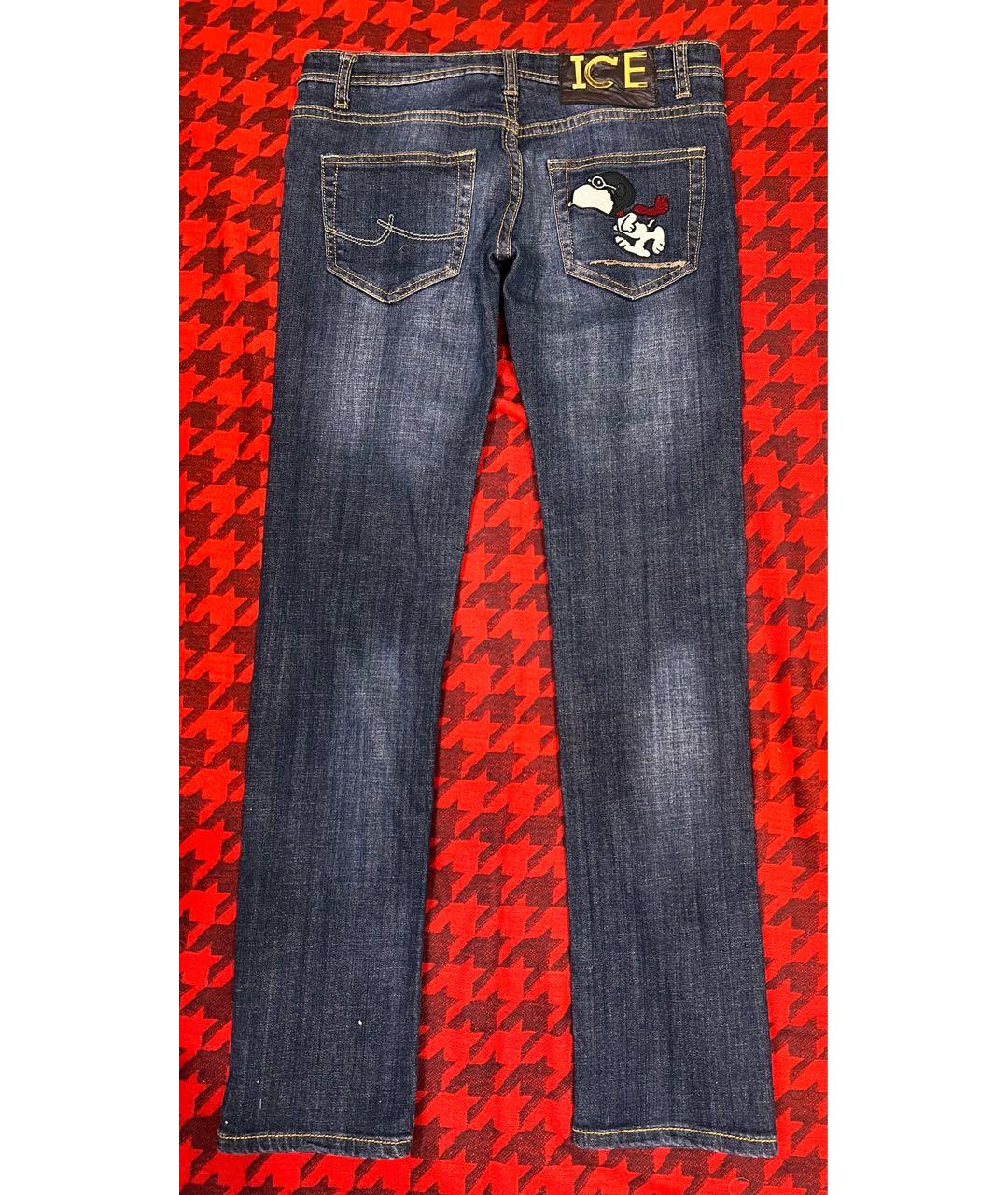ICEBERG Темно-синие хлопко-эластановые прямые джинсы, фото 2