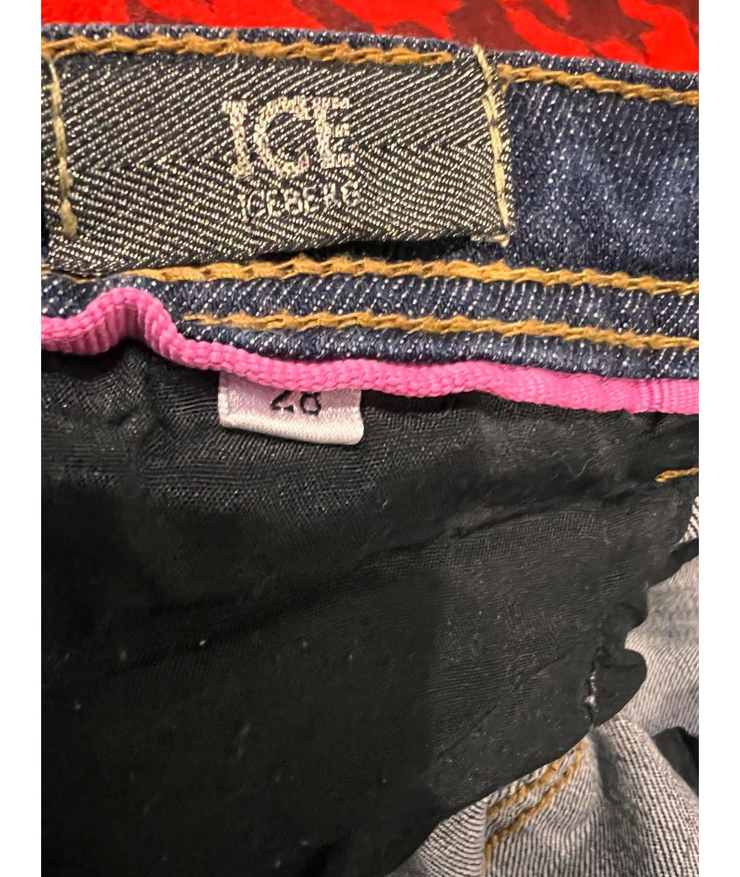 ICEBERG Темно-синие хлопко-эластановые прямые джинсы, фото 3