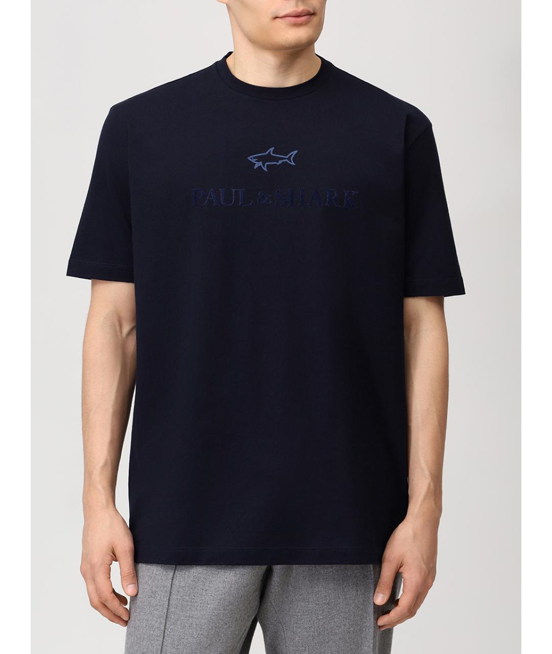 PAUL & SHARK Синее хлопковое поло с длинным рукавом, фото 4