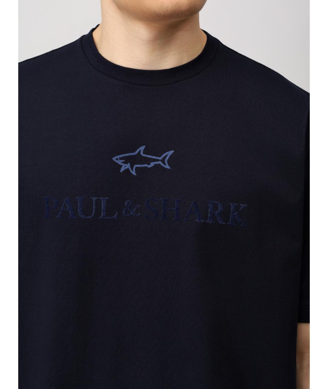 PAUL & SHARK Синее хлопковое поло с длинным рукавом, фото 5