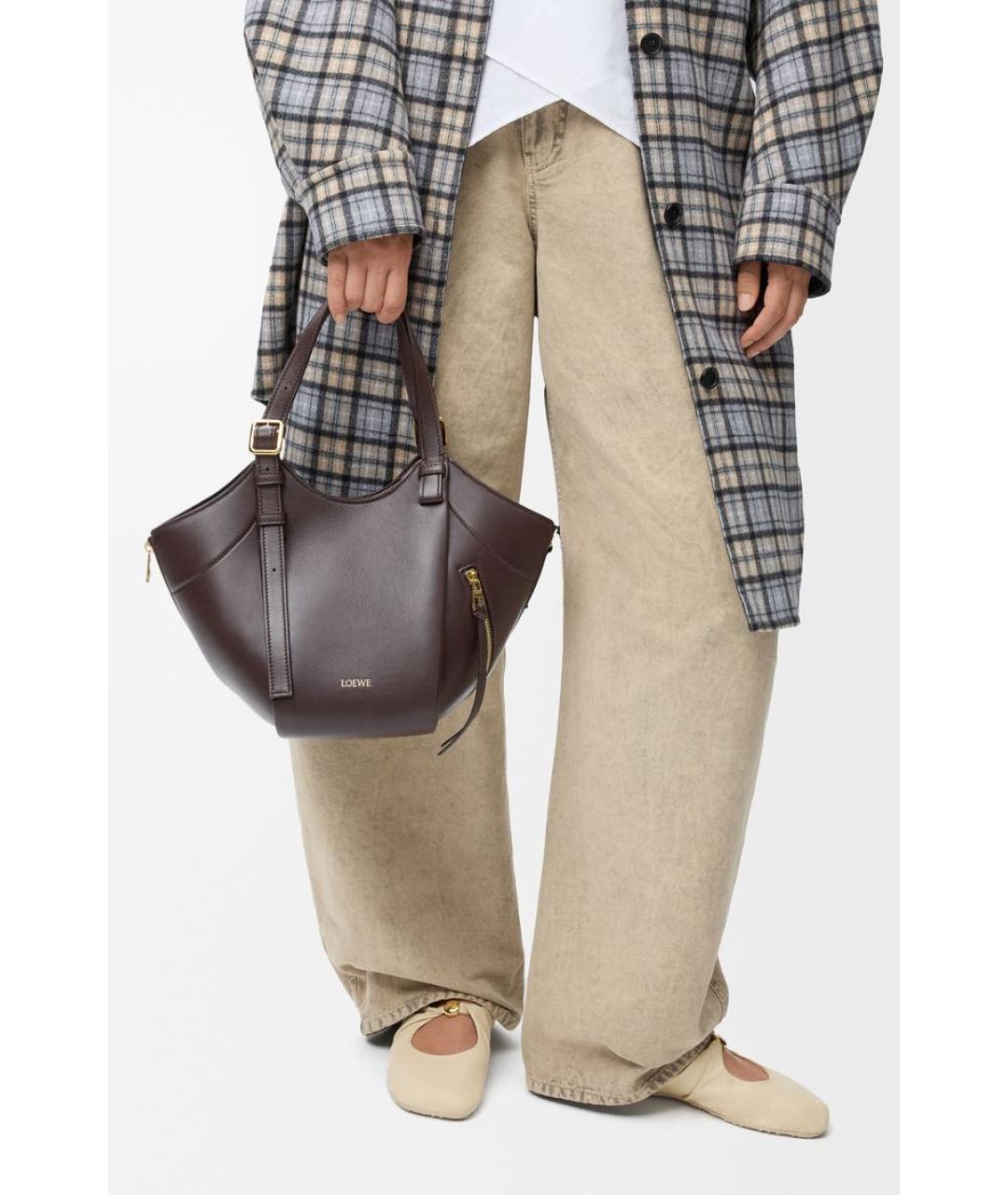 LOEWE Коричневая кожаная сумка через плечо, фото 2