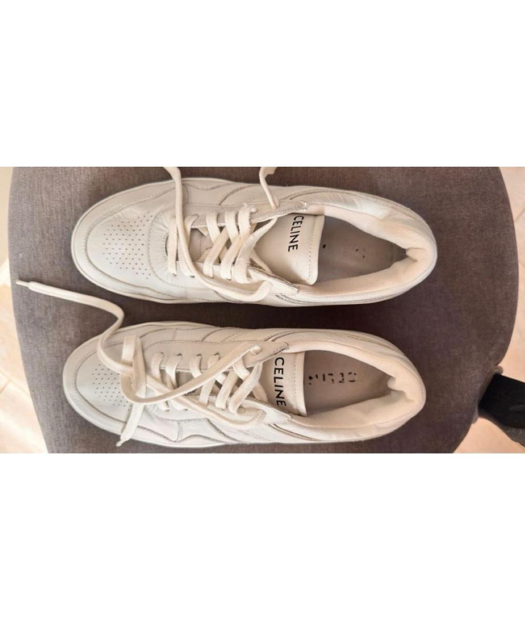 CELINE Белые кожаные кеды, фото 3