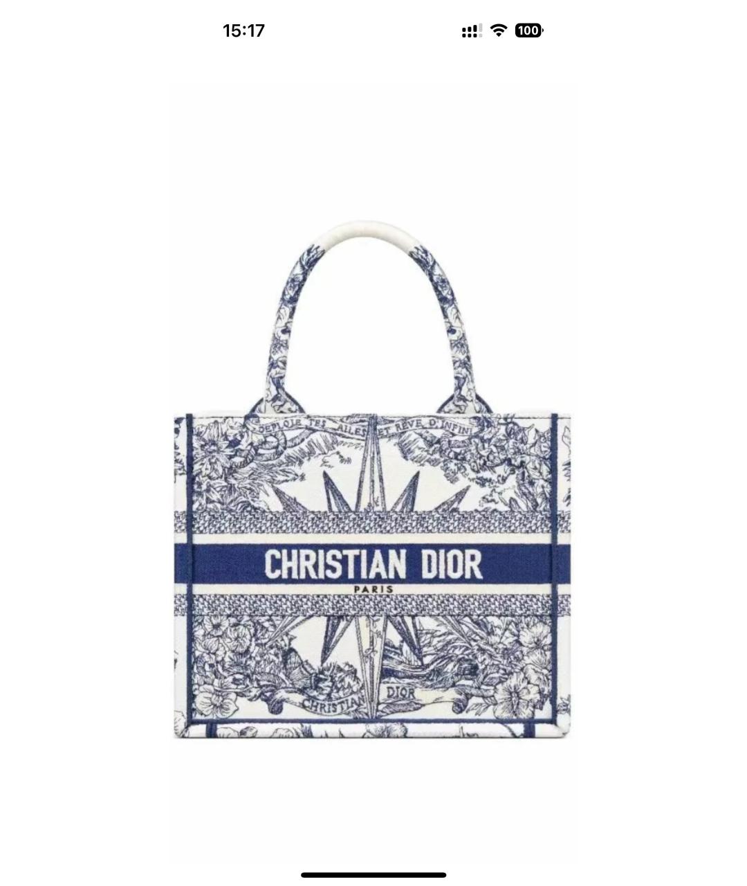 CHRISTIAN DIOR Синяя сумка тоут, фото 4