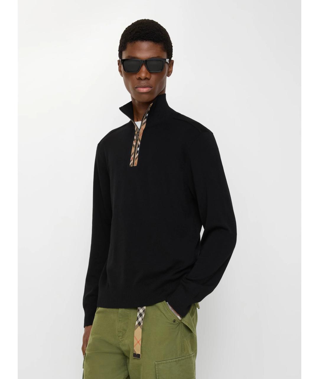 BURBERRY Черный шерстяной джемпер / свитер, фото 2