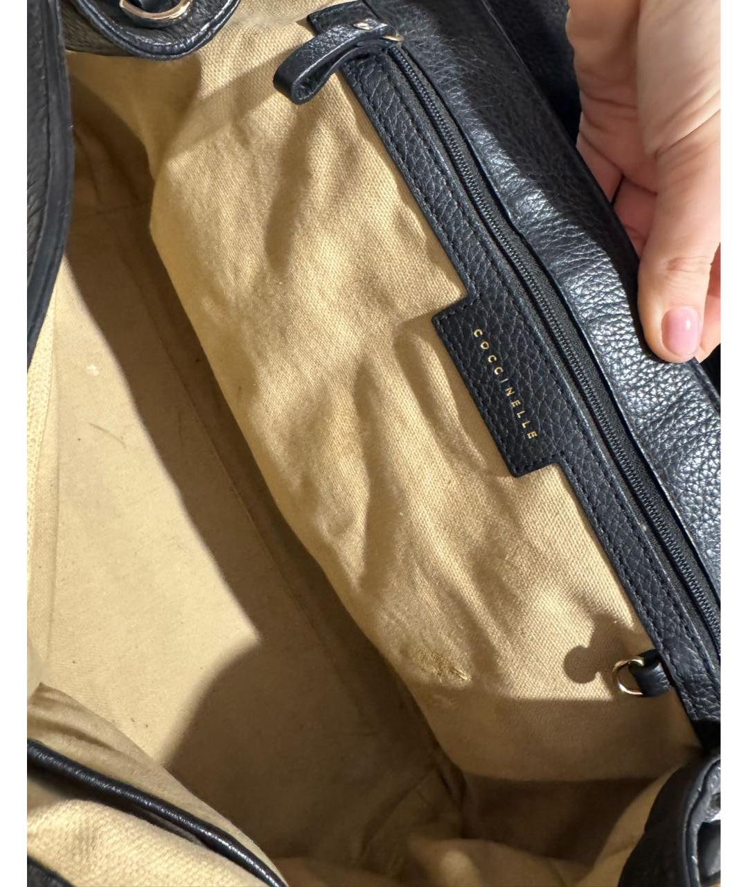 COCCINELLE Черная кожаная сумка с короткими ручками, фото 4