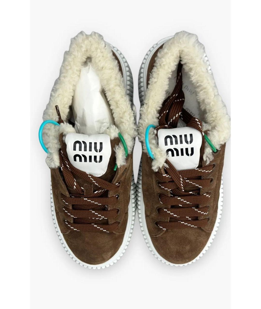 MIU MIU Коричневые замшевые кеды, фото 3