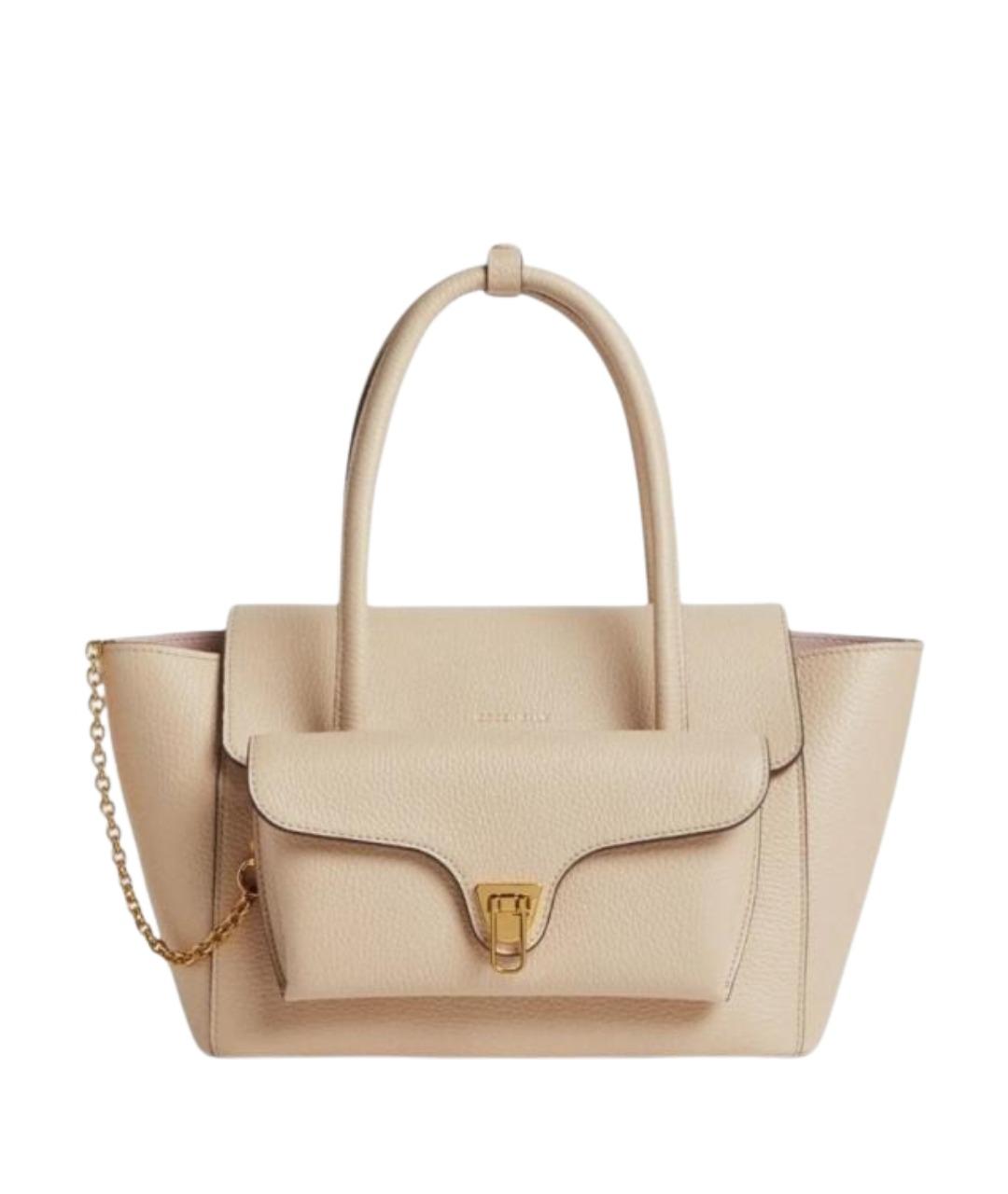 COCCINELLE Бежевая кожаная сумка с короткими ручками, фото 1