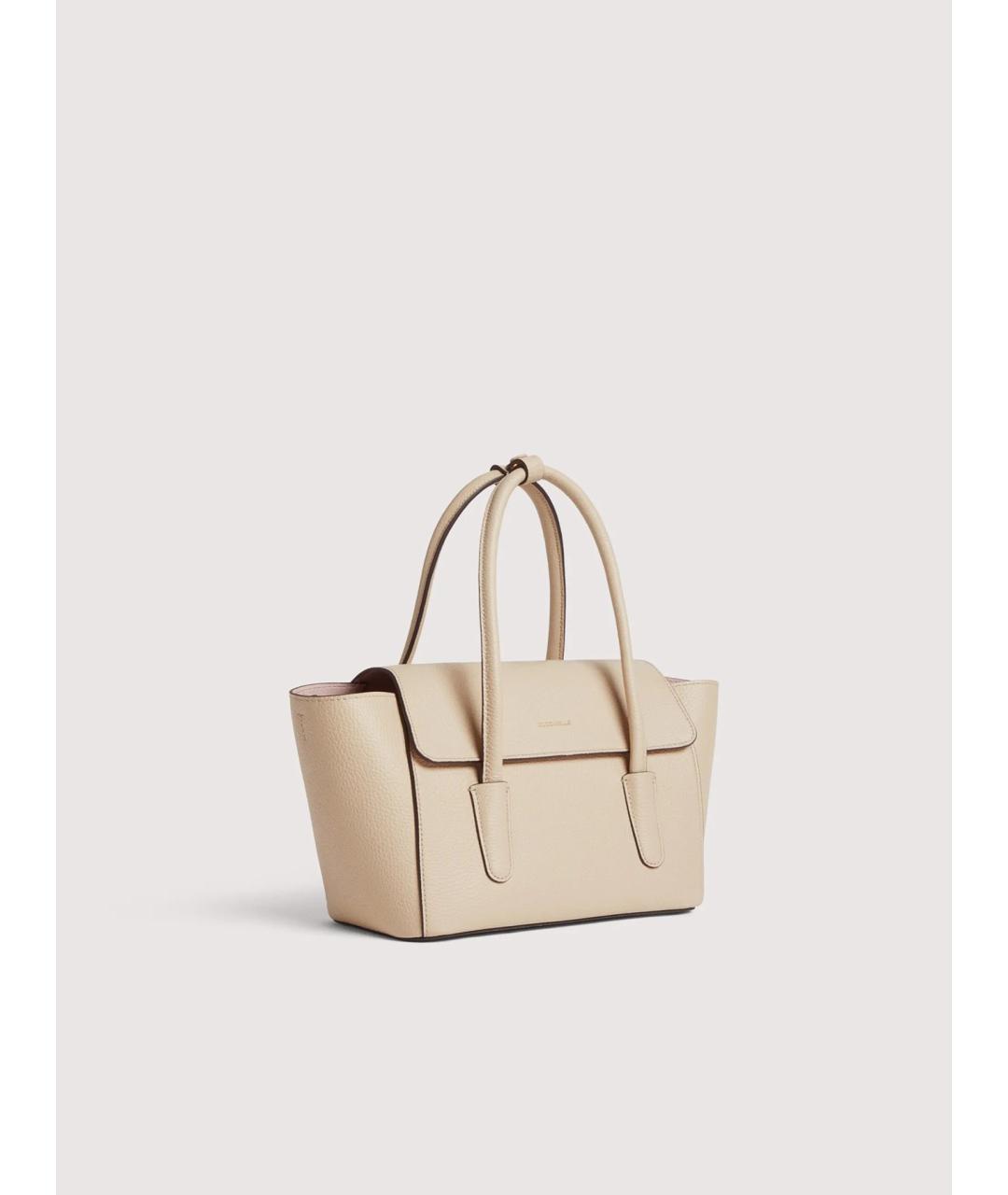 COCCINELLE Бежевая кожаная сумка с короткими ручками, фото 2