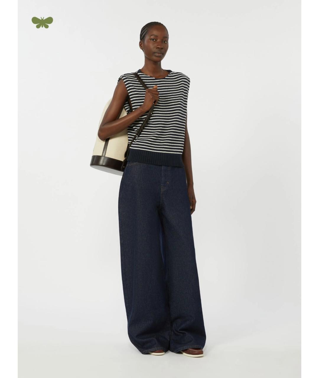 WEEKEND MAX MARA Черные хлопковые прямые джинсы, фото 2