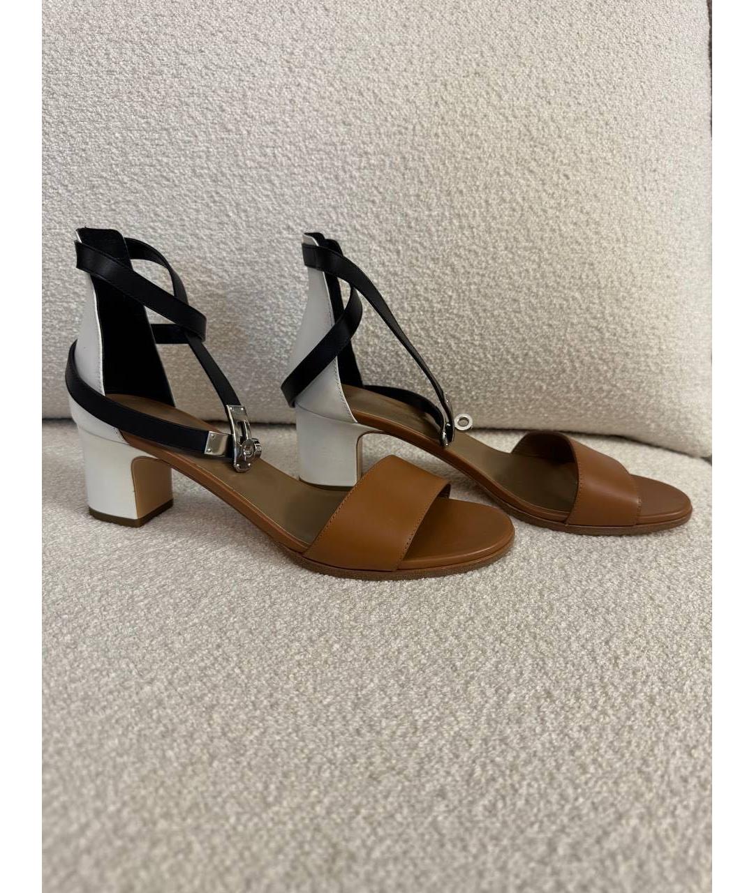 HERMES Мульти кожаные босоножки, фото 4
