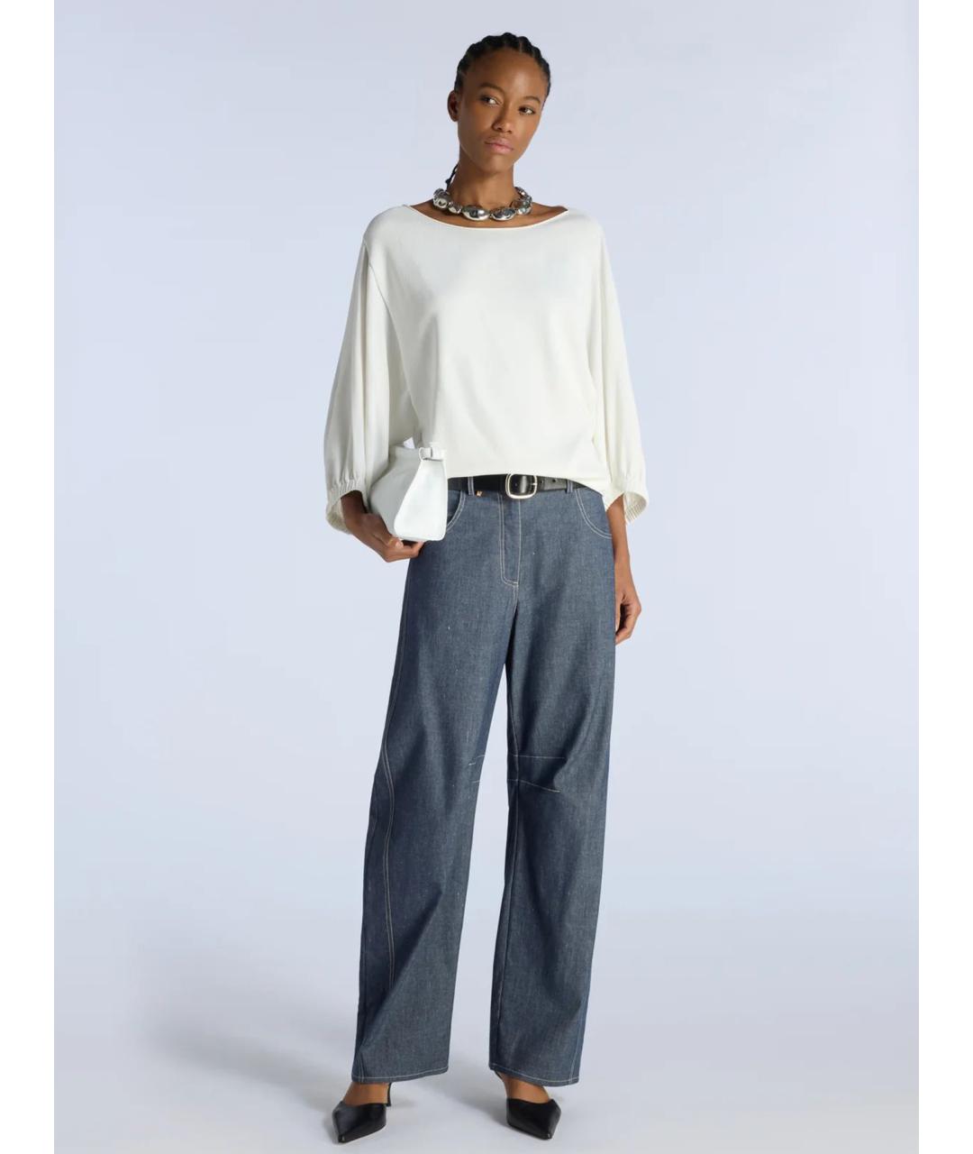 LIVIANA CONTI Синие хлопковые прямые джинсы, фото 3