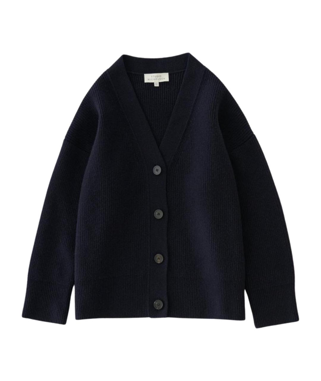 STUDIO NICHOLSON Темно-синий шерстяной кардиган, фото 1